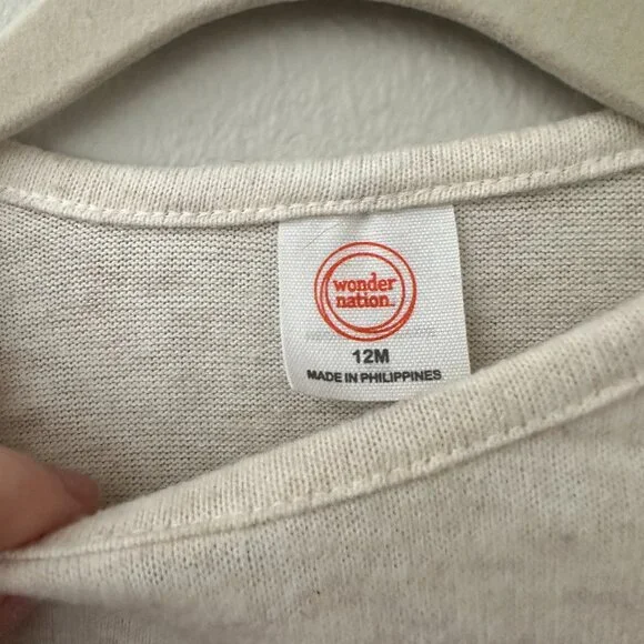 EUC Wonder Nation Cream Ruffle Trim Kids Top - Picture 3 of 4